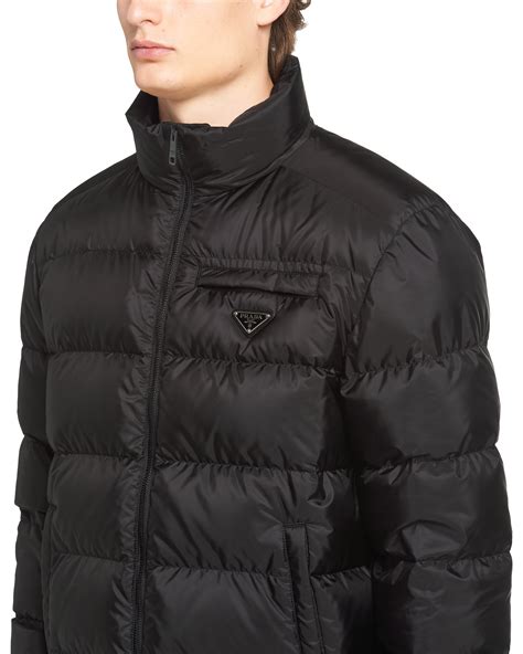 prada nylon jacket men's|Prada nylon cropped puffer jacket.